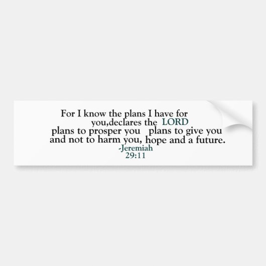Inspirerend Jeremia 29:11 Bumpersticker (Voorkant)