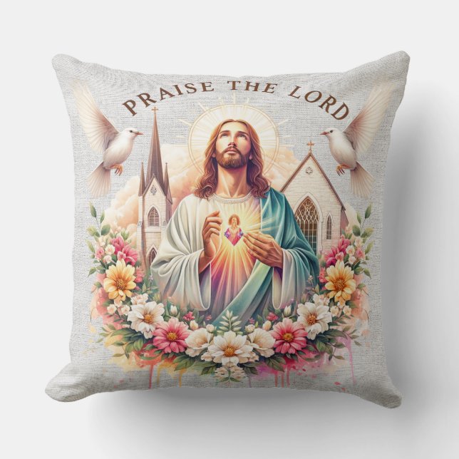 Inspirerend Jesus Floral Scripture Kussen (Voorkant)