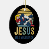 Inspirerend Jezus heeft je rug Jiu Jitsu Retro Keramisch Ornament (Rechts)