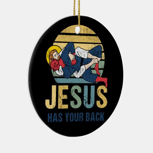 Inspirerend Jezus heeft je rug Jiu Jitsu Retro Keramisch Ornament (Rechts)