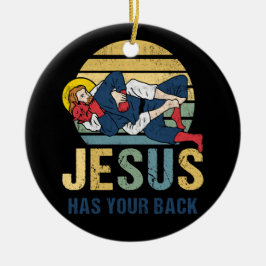 Inspirerend Jezus heeft je rug Jiu Jitsu Retro Keramisch Ornament