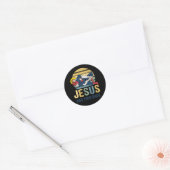 Inspirerend Jezus heeft je rug Jiu Jitsu Retro Ronde Sticker (Envelop)