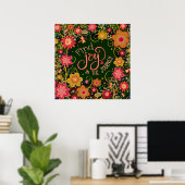 Inspirerend Joy Floral  reis groen Poster (Thuiskantoor)