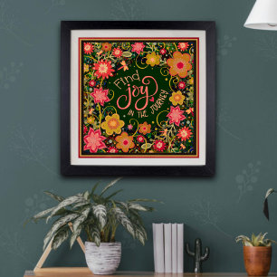 Inspirerend Joy Floral  reis groen Poster