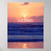 Inspirerend Just Breathe Ocean Sunset Poster (Voorkant)