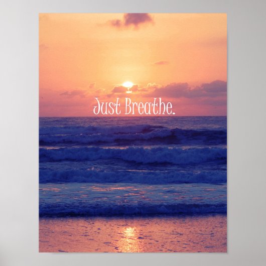 Inspirerend Just Breathe Ocean Sunset Poster (Voorkant)