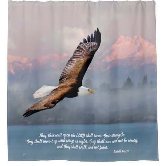 Inspirerend Kale Adelaar Schrift Verse Jesaja 40 Douchegordijn (Voorkant)