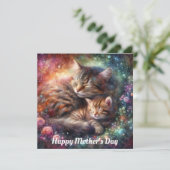 Inspirerend kat mam kitten bloemig Moederdag Kaart (Staand voorkant)