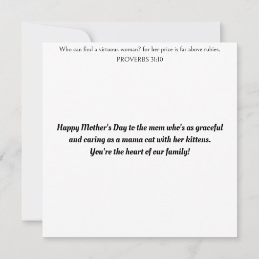 Inspirerend kat mam kitten bloemig Moederdag Kaart (Achterkant)