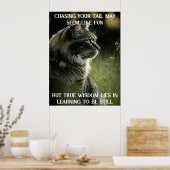 Inspirerend Kat Poster met Motivatie Citaat (Keuken)