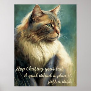Inspirerend Kat-Poster met productiviteitskaartje Poster