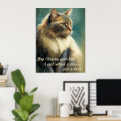 Inspirerend Kat-Poster met productiviteitskaartje Poster (Thuiskantoor)