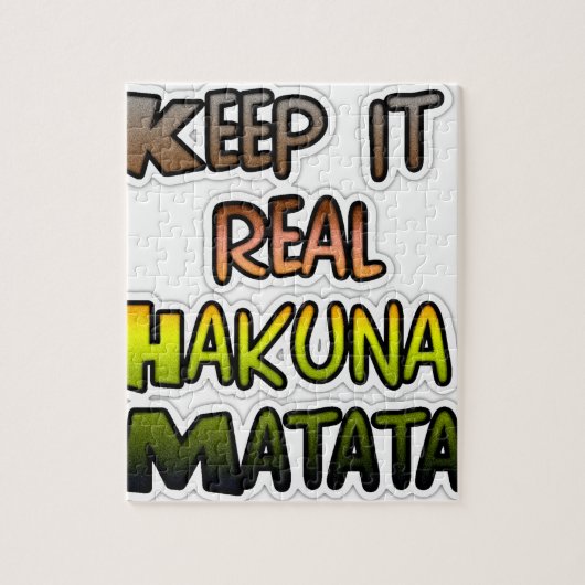 Inspirerend "Keep It Real Hakuna Matata" kunst Legpuzzel (Verticaal)