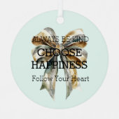 Inspirerend Kerst Rustiek Groen Gouden Boog Metalen Ornament (Voorkant)