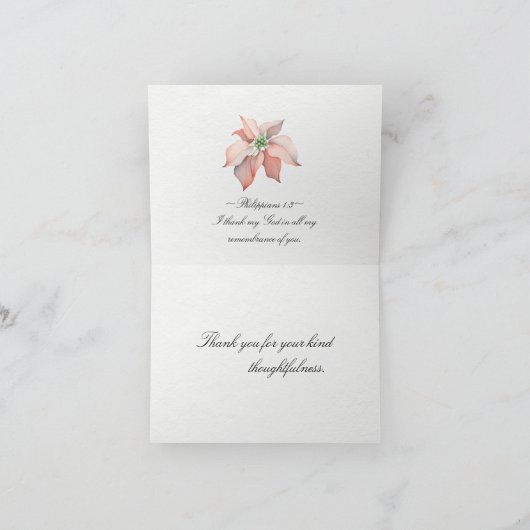 Inspirerend kerst Waterverf Poinsettia Bedankkaart (Binnen)