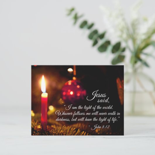 Inspirerend kerstbijbel Verse, John 8:12 Briefkaart (Staand voorkant)