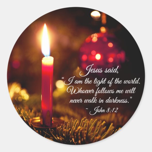 Inspirerend kerstbijbel Verse John 8:12 Ronde Sticker (Voorkant)