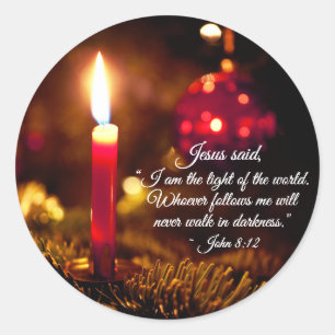 Inspirerend kerstbijbel Verse John 8:12 Ronde Sticker