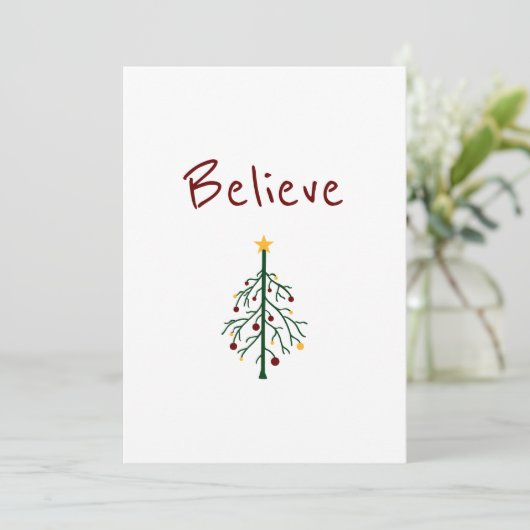 Inspirerend kerstboom Believe Santa Feestdagenkaart (Staand voorkant)