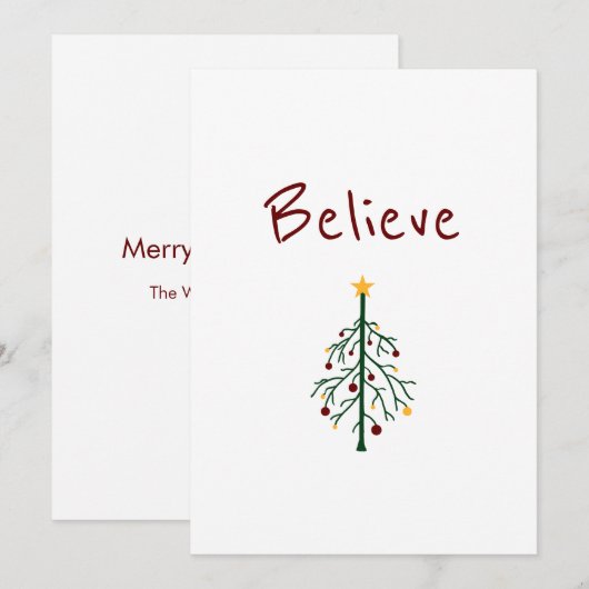 Inspirerend kerstboom Believe Santa Feestdagenkaart (Voorkant / Achterkant)