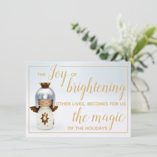 Inspirerend kerstcitaat met engelse en goudtekst (Staand voorkant)