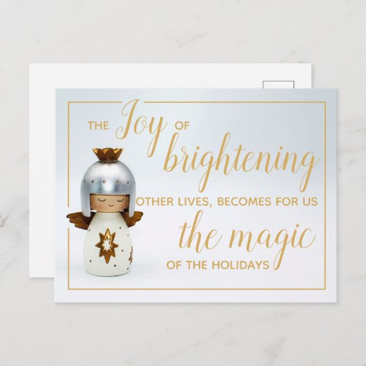 Inspirerend kerstcitaat met engelse en goudtekst briefkaart (Voorkant / Achterkant)