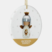 Inspirerend kerstcitaat met engelse en goudtekst keramisch ornament (Rechts)