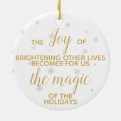 Inspirerend kerstcitaat met engelse en goudtekst keramisch ornament (Achterkant)