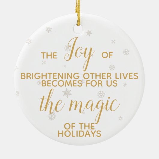 Inspirerend kerstcitaat met engelse en goudtekst keramisch ornament (Achterkant)