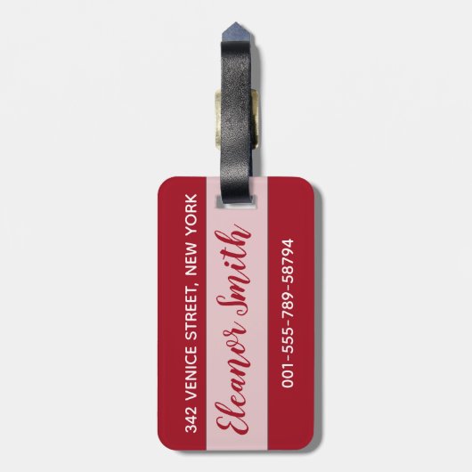 Inspirerend kerstcitaat met rode versiering bagagelabel (Achterkant verticaal)