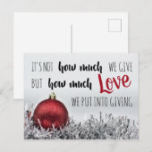 Inspirerend kerstcitaat met rode versiering briefkaart (Voorkant / Achterkant)