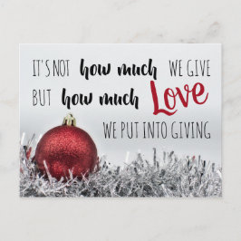 Inspirerend kerstcitaat met rode versiering briefkaart
