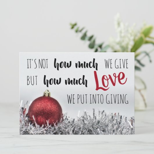 Inspirerend kerstcitaat met rode versiering kaart (Staand voorkant)