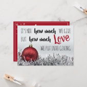 Inspirerend kerstcitaat met rode versiering kaart (Voorkant / Achterkant in situ)