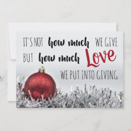 Inspirerend kerstcitaat met rode versiering kaart