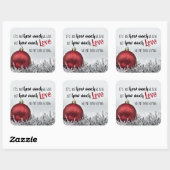 Inspirerend kerstcitaat met rode versiering vierkante sticker (Vel)