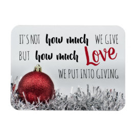 Inspirerend kerstcitaat met rood ornament magneet