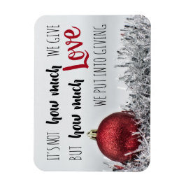 Inspirerend kerstcitaat met rood ornament magneet