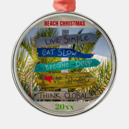 Inspirerend kerstkerststrand, aangepast metalen ornament