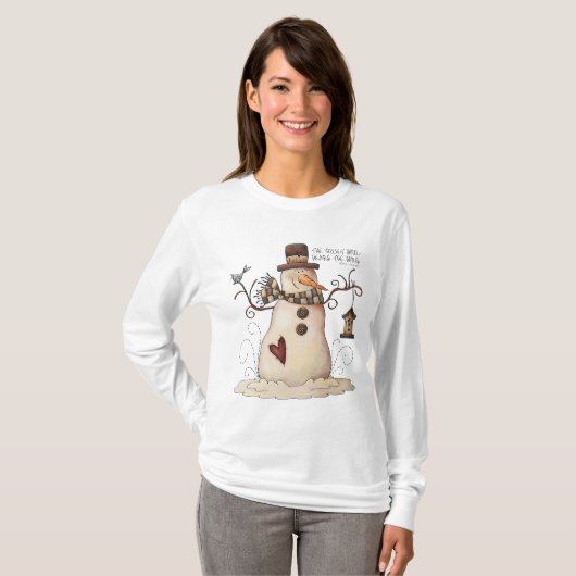 Inspirerend kerstsnowman-vrouwtjes t-shirt (Voorkant volledig)