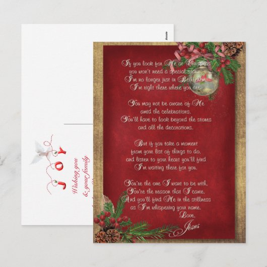 Inspirerend kerstversie feestdagenkaart (Voorkant / Achterkant)