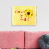 Inspirerend Kiezen om Citaat met Zonnebloem te vor Canvas Afdruk (Insitu (Woonkamer))