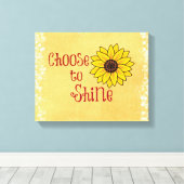 Inspirerend Kiezen om Citaat met Zonnebloem te vor Canvas Afdruk (Insitu (Houten vloer))