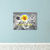 Inspirerend Kiezen om Citaat met Zonnebloem te vor Canvas Afdruk (Insitu (Houten vloer))