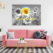 Inspirerend Kiezen om Citaat met Zonnebloem te vor Canvas Afdruk (Insitu (Woonkamer))