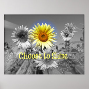Inspirerend Kiezen om Citaat met Zonnebloem te vor Poster