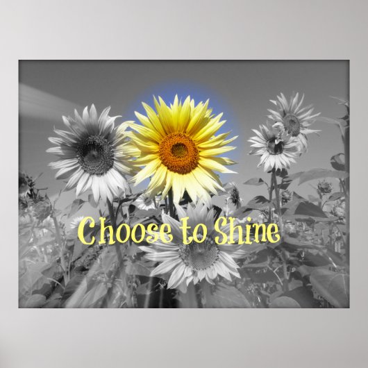 Inspirerend Kiezen om Citaat met Zonnebloem te vor Poster (Voorkant)