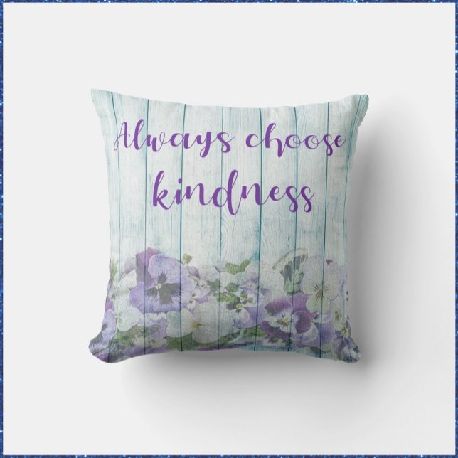 Inspirerend Kindness Blue Floral Kussen (Creator heeft geüpload)