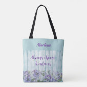 Inspirerend Kindness Blue Floral Tote Bag (Achterkant)