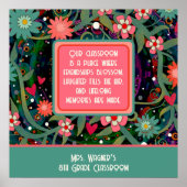 Inspirerend klas citaat leraar bloemen poster (Voorkant)